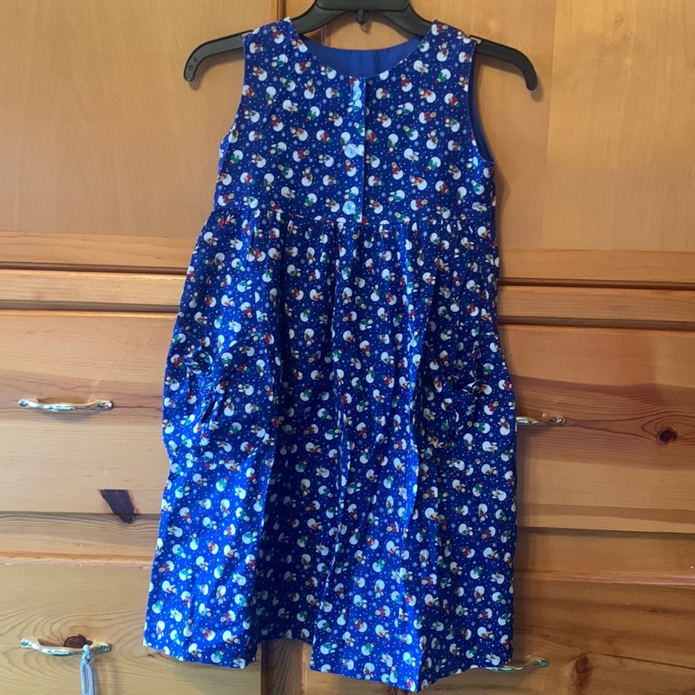 Handmade snowman children’s smock dress